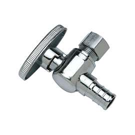 Apollo CPXVA1238C Stop Valve, 1/2 x 3/8 in PEX Barb x Compression, Brass, Chrome