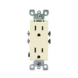 Leviton S01-05325-0IS Duplex Receptacle, 15 A, 2-Pole, 5-15R, Ivory
