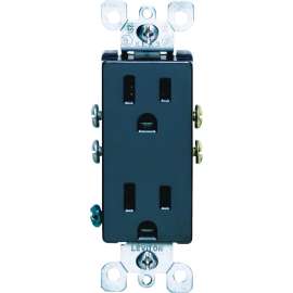 Leviton S05-05325-0ES Duplex Receptacle, 15 A, 2-Pole, 5-15R, Black