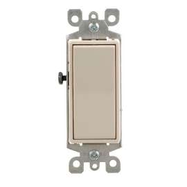 Leviton Decora S16-05601-2TS Rocker Switch with Ground Screw, 120/277 V, Screw Mounting, Thermoplastic, Light Almond