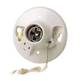 Leviton 9726-C One-Circuit Lamp Holder, 125 V, 660 W, Porcelain