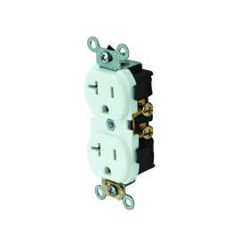Leviton S02-0CR20-0WS Duplex Receptacle, 20 A, 2-Pole, 5-20R, White