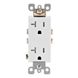Leviton R52-T5825-00W Duplex Receptacle, 20 A, 1-Pole, 5-20R, White