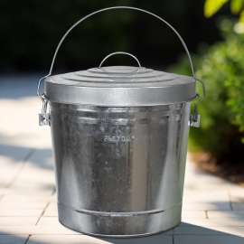 Plexon Galvanized Steel Locking Lid Trash Can, 6-Gallon