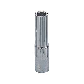 Vulcan Deep Socket, 1/4 In Drive, 8 Mm, 6 Point, Chrome Vanadium Steel, Chrome