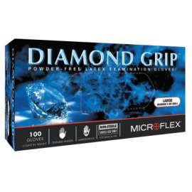 Diamond Grip MF-300 Latex Powder-Free Disposable Gloves, 6.3 mil Palm/7.9 mil Finger, Large, Natural