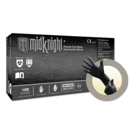 MidKnight® MK-296 Disposable Nitrile Gloves, 4.7 mil Palm, 5.5 mil Fingers, Large, Black