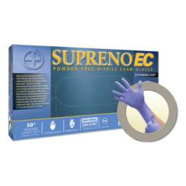 Supreno EC SEC-375 Nitrile Exam Gloves, Beaded, Large, Violet Blue