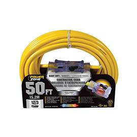 PowerZone Pro Sjtow Extension Cord, 12/3, 50 Ft