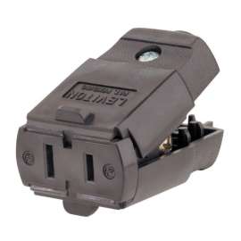 Leviton 015-00102-00P Polarized, Swivel Triple Cube Tap Cord Connector, 125 V, 15 A, Thermoplastic