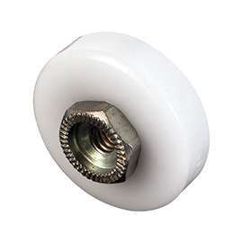Prime-Line M 6001 Flat Edge Shower Door Roller, Plastic/Steel, White, For 3/4 in Tall, J-Shaped Tracks