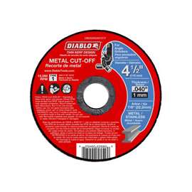 Diablo DBD045040101F Cut-Off Wheel, Aluminum Oxide, 4-1/2 in Dia