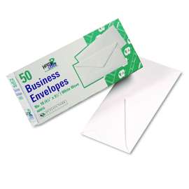 White Wove Business Envelope Convenience Packs, #10, Bankers Flap, Gummed Closure, 4.13 x 9.5, White, 50/Box