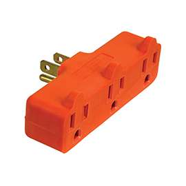 PowerZone Grounded Outlet Tap, 3 Outlet, Orange