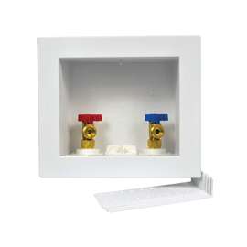 Oatey Quadtro 38528 Washing Machine Outlet Box, 1/2 in, Brass/Polystyrene, White