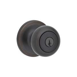 Kwikset 400CV 11P RCAL RC Keyed Entry Knob, 1-3/8 to 1-3/4 in Thick Door, Metal, Venetian Bronze