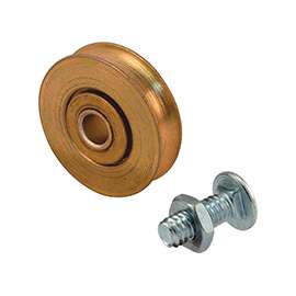 Prime-Line D 1502 Door Roller, 1/4 in ID x 1-1/4 in OD Dia Roller, Steel, Tan