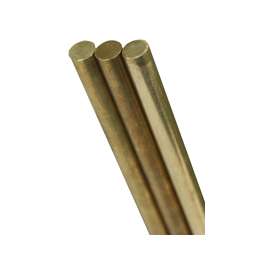 K & S 8166 Round Rod, 12 in L, 3/16 in Dia, 260 Brass Alloy