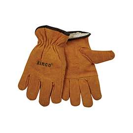 Kinco 51PL-L Driver Gloves, L, Thermal Pile Lining, Split Cowhide Leather, Gold