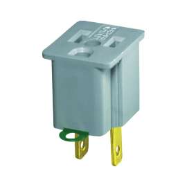 Leviton 028-00274-000 Grounded Outlet Adapter, 15 A, 2-Pole, 1-Outlet, Gray