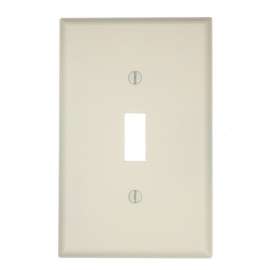Leviton 025-80501-00T 1-Toggle Midway Size Wall Plate, 1 Gang, 4-7/8 in L X 3-1/8 in W 0.255 in T, Light Almond