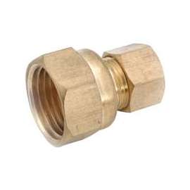 Anderson Metals 750066-0608 Tubing Coupling, 3/8 x 1/2 in Compression x FIP, 200 psi, Brass