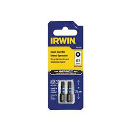 IRWIN 1837385 Insert Bit, #3 Drive, Square Recess Drive, 1/4 in Shank, Hex Shank, S2 Steel