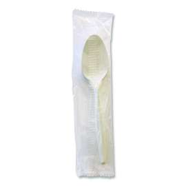 Mediumweight Wrapped Polystyrene Cutlery, Teaspoon, White, 1,000/Carton