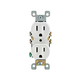 Leviton 304-05320-0SW Duplex Receptacle, 15 A, 2-Pole, 5-15R, White