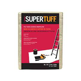 Trimaco SUPERTUFF FB1 Drop Cloth with Flannel Backing, 12 ft L, 9 ft W, Canvas