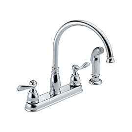 DELTA Windemere 21996LF-SS Kitchen Faucet with Side Spray, 2-Faucet Handle, 11-5/8 in H Spout, Plastic, Stainless Steel