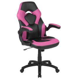 Flash Furniture X10 Racing Style Gaming Chair w/Flip-up Arms, LeatherSoft, Pink/Black