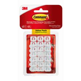 40PK WHT Decor Clips