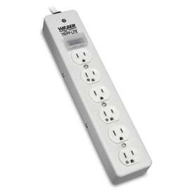 Tripp Lite Surge Protector Power Strip Medical Hospital RT Angle Plug 6 Outlet 6' Cord, 6 x NEMA 5-15R, 1800 VA, 1050 J, 125 V AC Input
