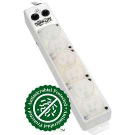 Tripp Lite Safe-IT Power Strip Medical Hospital Grade Antimicrobial UL1363A 6 Outlet 15A 7ft Cord, NEMA 5-15P-HG, 6 x NEMA 5-15R-HG, 7 ft Cord, 15 A Current