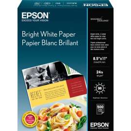Epson Inkjet Paper, 108 Brightness, 95% Opacity, Letter, 8 1/2" x 11"