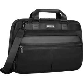 Targus Mobile Elite TBT045US Carrying Case (Briefcase) for 15" to 16" Notebook, Black, Gray, Water Resistant Bottom, Polyester Body, Trolley Strap, Shoulder Strap, Handle