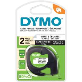 Dymo LetraTag Electronic Labelmaker Tape, 1/2" Width, Direct Thermal, White, Paper