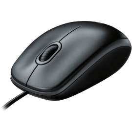 Logitech B100 Optical USB Mouse, Optical, Cable, Black, 1 Pack