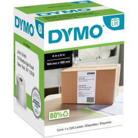 Dymo LabelWriter 4XL Extra Large Shipping Labels, 4" x 6" Length, Rectangle, Thermal Transfer, White