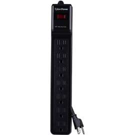 CyberPower CSB706 Essential 7, Outlet Surge with 1500 J, Clamping Voltage 800V, 6 ft, NEMA 5-15P, Straight, 15 Amp, EMI/RFI Filtration, Black, Lifetime Warranty