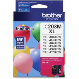 Brother Genuine Innobella LC203M High Yield Magenta Ink Cartridge, Inkjet, High Yield, 550 Pages, Magenta