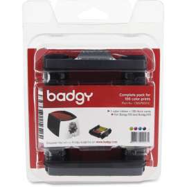 Evolis Ribbon/Card Kit, Dye Sublimation, 100 Cards, YMCKO, 1 Each