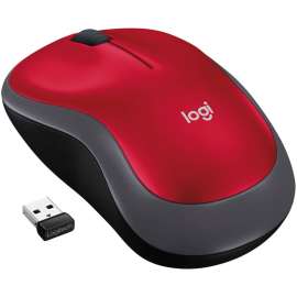 Logitech M185 Wireless Mouse, 2.4GHz with USB Mini Receiver, 12-Month Battery Life, 1000 DPI Optical Tracking, Ambidextrous, Compatible with PC, Mac, Laptop (Red), Optical, Wireless, Radio Frequency, 2.40 GHz