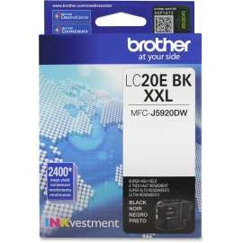 Brother Genuine LC20EBK INKvestment Super High Yield Black Ink Cartridge, Inkjet, Super High Yield, 2400 Pages, Black