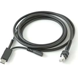 Zebra Technologies Zebra USB Data Transfer Cable, 7 ft USB Data Transfer Cable for Barcode Scanner, First End: USB Type A, Shielding, 1