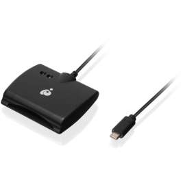 IOGEAR USB-C Smart Card Reader (TAA compliant), Contact, Cable, USB Type C, Black