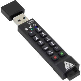 Apricorn Mass Storag Apricon Aegis Secure Key 3NX: Software-Free 256-Bit AES XTS Encrypted USB 3.1 Flash Key with FIPS 140-2 level 3 validation, Onboard Keypad, and up to 25% Cooler Operating Temperatures., 8 GB, USB 3.0, Black, 256-bit AES