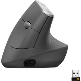 Logitech MX Vertical Advanced Ergonomic Mouse, Optical, Cable/Wireless, Bluetooth/Radio Frequency, Graphite
