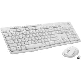 Logitech MK295 Silent Wireless Combo, USB Wireless Wi-Fi/RF, Off White, USB Wireless Wi-Fi Mouse, Off White